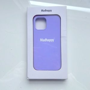 Madhappy classic iPhone 12 Pro case. Purple case with Madhappy written in white.